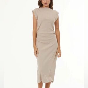 Young Fabulous &‎ Broke Jodie Bodycon Ruched Midi Dress in Shiitake Mineral Wash